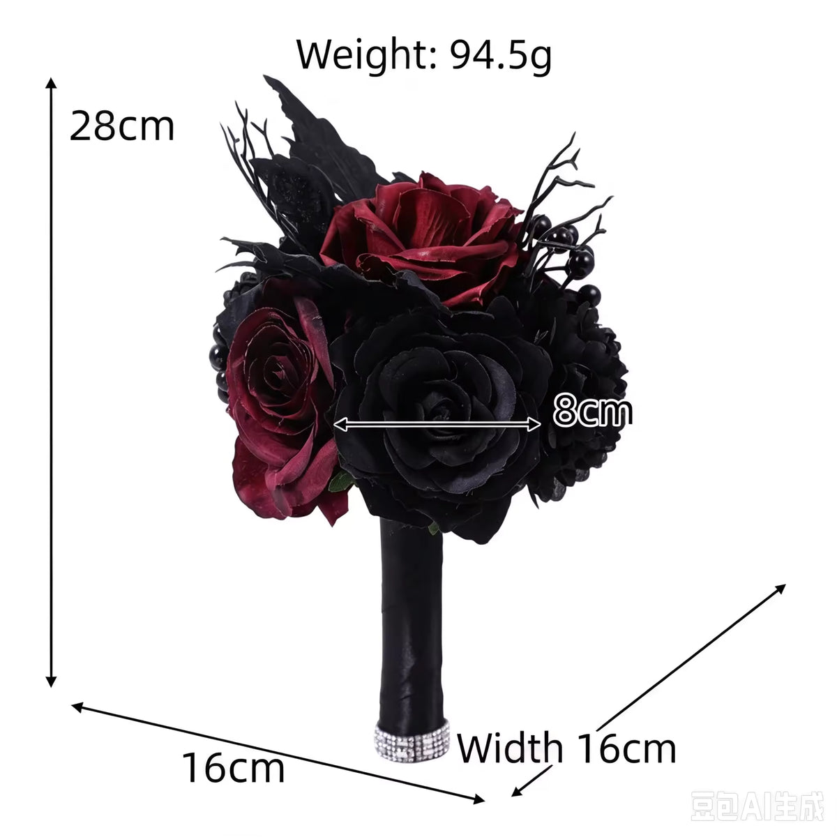 Gothic Skull Rose Bouquet – Dark Red & Black Halloween Flowers