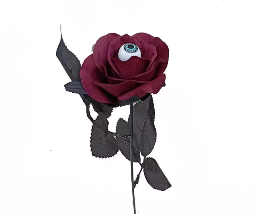 Halloween Eyeball Rose Stems – Gothic Artificial Flowers
