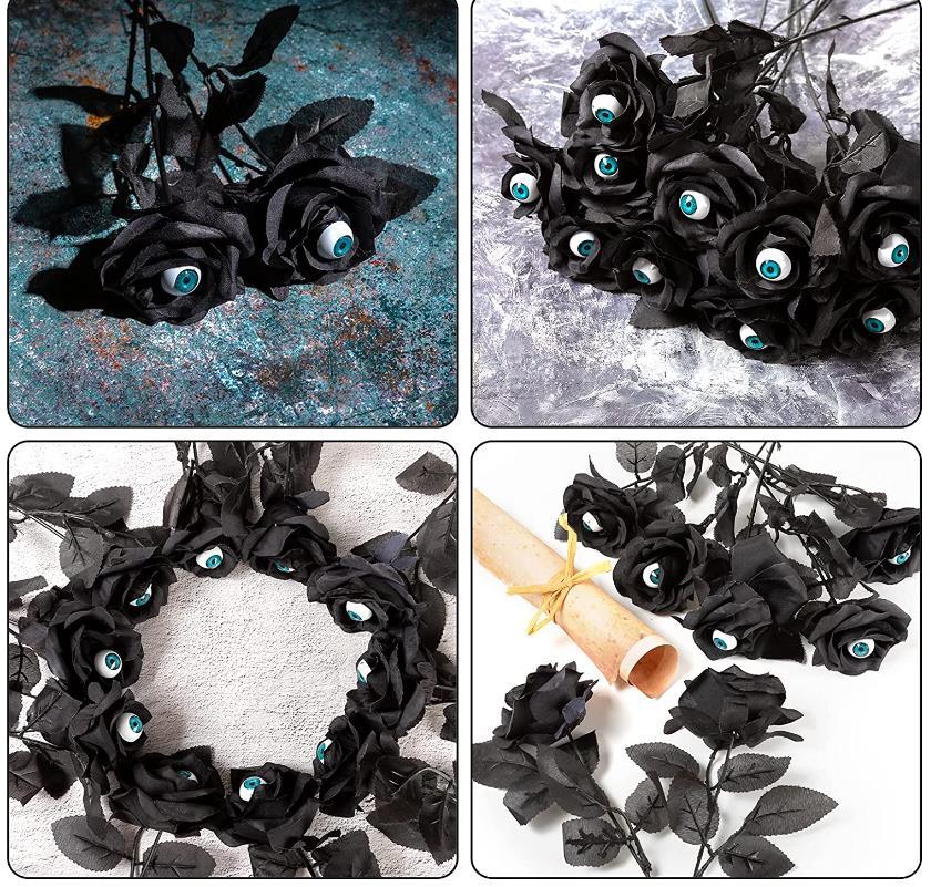 Halloween Eyeball Rose Stems – Gothic Artificial Flowers