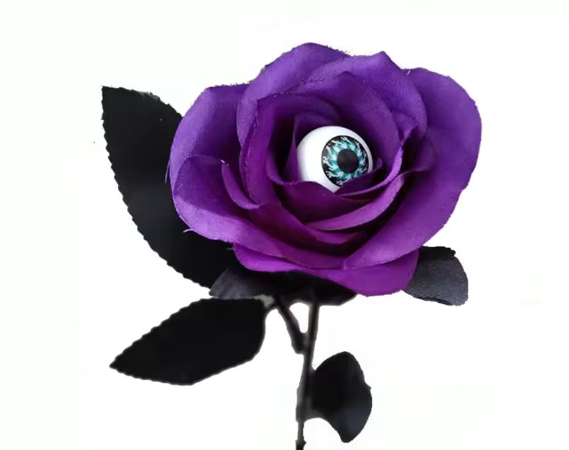 Halloween Eyeball Rose Stems – Gothic Artificial Flowers